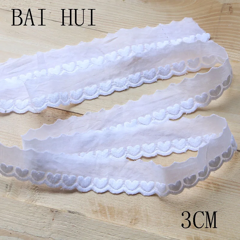 2 ярда Роскошный белый хлопок с цветочной вышивкой кружевной воротник тканевый