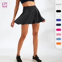 womens athletic yoga pleated high waist tennis skirts with shorts pure color running golf ruffle skorts ball pockets miniskirt