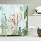 Водонепроницаемая занавеска для душа, 3D Тропическое растение, пальма, животное, занавеска для ванной из полиэстера, 12 крючков