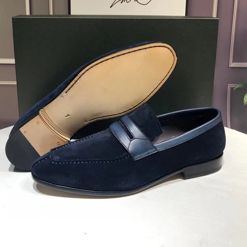 

Hand Made Suede Low-Cut Loafers 2021 European Retro Polished Leather Men's Shoes With British Style