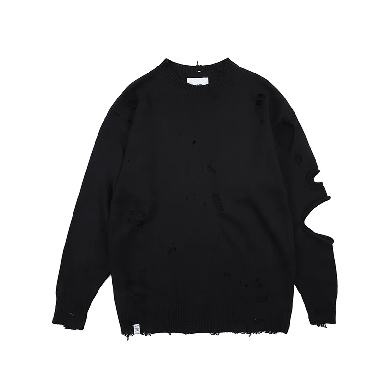 Мужские свитера в стиле хип-хоп уличная одежда Ретро стиль Рваные дыры Harajuku