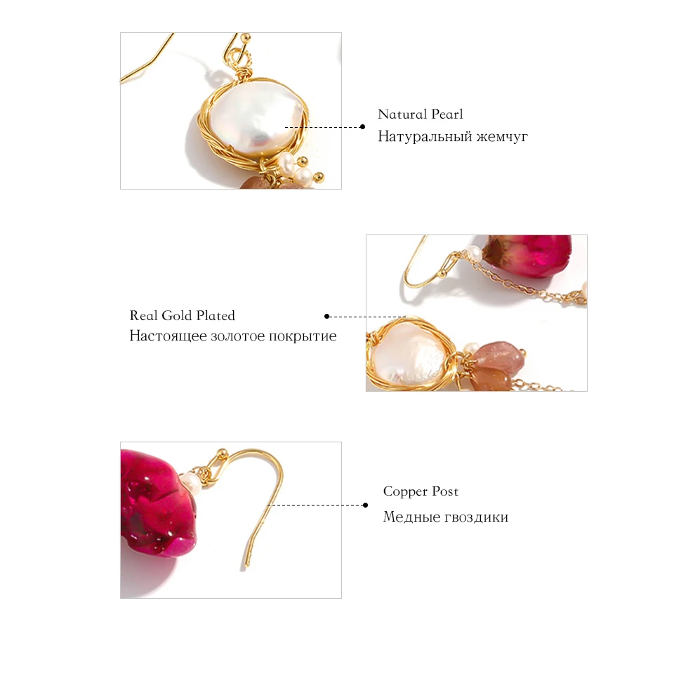 Yhpup Rose Flower Natural Stone Dangle Earrings Exquisite Romantic Elegant Christmas Gift for Women Party Jewelry New | Украшения и