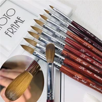 1pc acrylic oval nail brush flat round kolinsky sable nail painting pen red wood handle gel carving liquid powder pen manicure