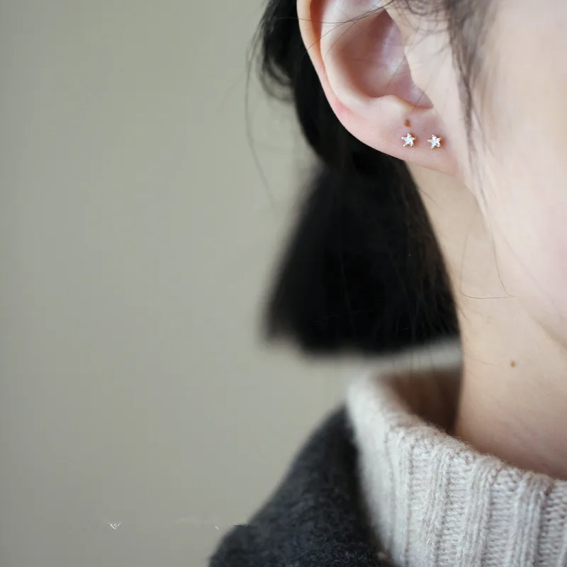 14K gold crystal stars small and exquisite beautiful earrings Small Gold Color Earring For Women | Украшения и аксессуары