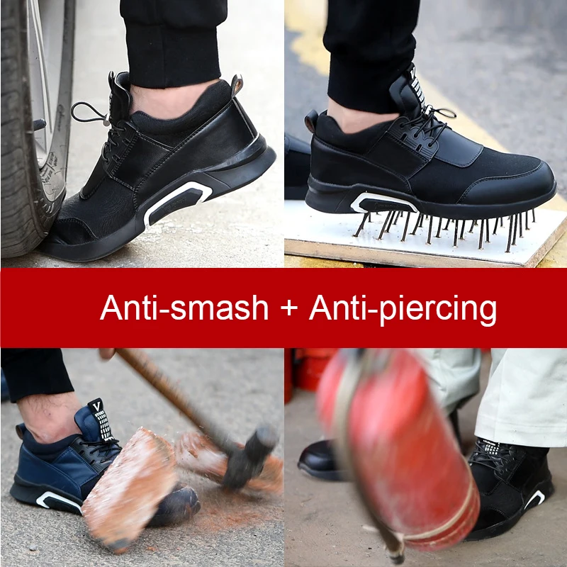 

British Style Men's Work Safety Shoes Steel Head Anti-smash Anti-Piercing Shoes Breathable Sports Shoes Winter Men's Boots XL