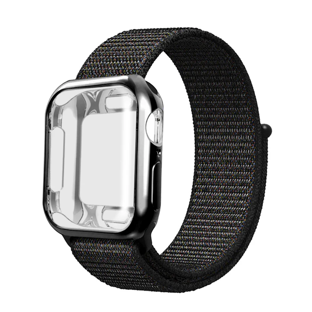 Нейлоновый ремешок+ чехол для Apple watch series 5/4/3/2/1, 42 мм, 38 мм, версия в едином положении во время занятий легкой атлетикой, ремешок для iwatch 40 мм 44 спортивный браслет