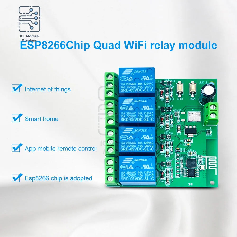 

Четырёхчиповое реле ESP8266 с Wi-Fi и Интернетом вещей, мобильное приложение для умного дома, дистанционное управление, 5 В/12 В постоянного тока