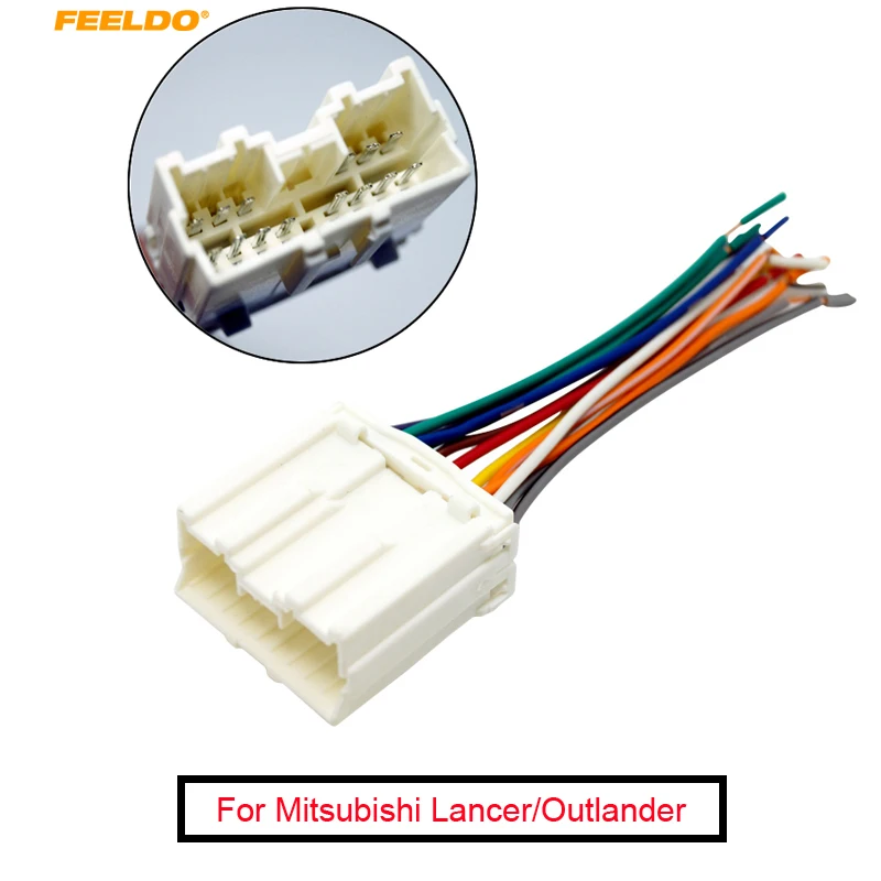 FEELDO-Adaptador de arnés de cableado de Radio estéreo para coche, accesorio para Mitsubishi Lancer/Galant/Outlander/Diamante/Mirage/Montero/Endeavor, 50 unidades