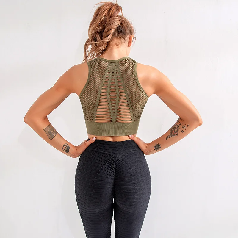

Sports Bra Top Seamless Solid Color Push Up Hollow Shockproof Yoga Fitness Beauty Back Casual Gym Underwear Woman Sports Top