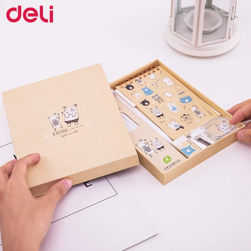 Deli милый набор канцелярских принадлежностей 9 шт Ластик карандаш рукоятка