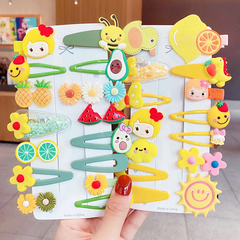 14 шт./компл. новые милые красочные заколки для волос с мультяшными цветами