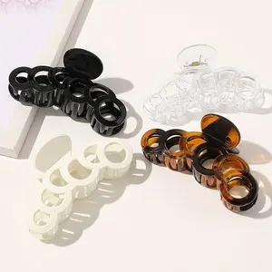 1 шт., большие черные пластиковые заколки-крабы для волос, полые резные заколки для волос, зажимы для волос, аксессуары для волос для женщин