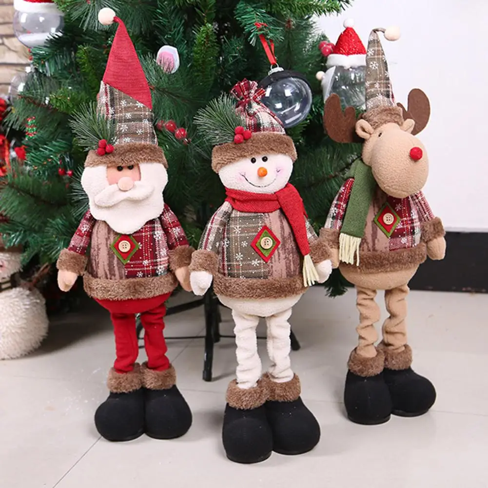 

1/3PCS Christmas Dolls Tree Decor New Year Ornament Reindeer Snowman Santa Claus Standing Doll Decoration Merry Christma