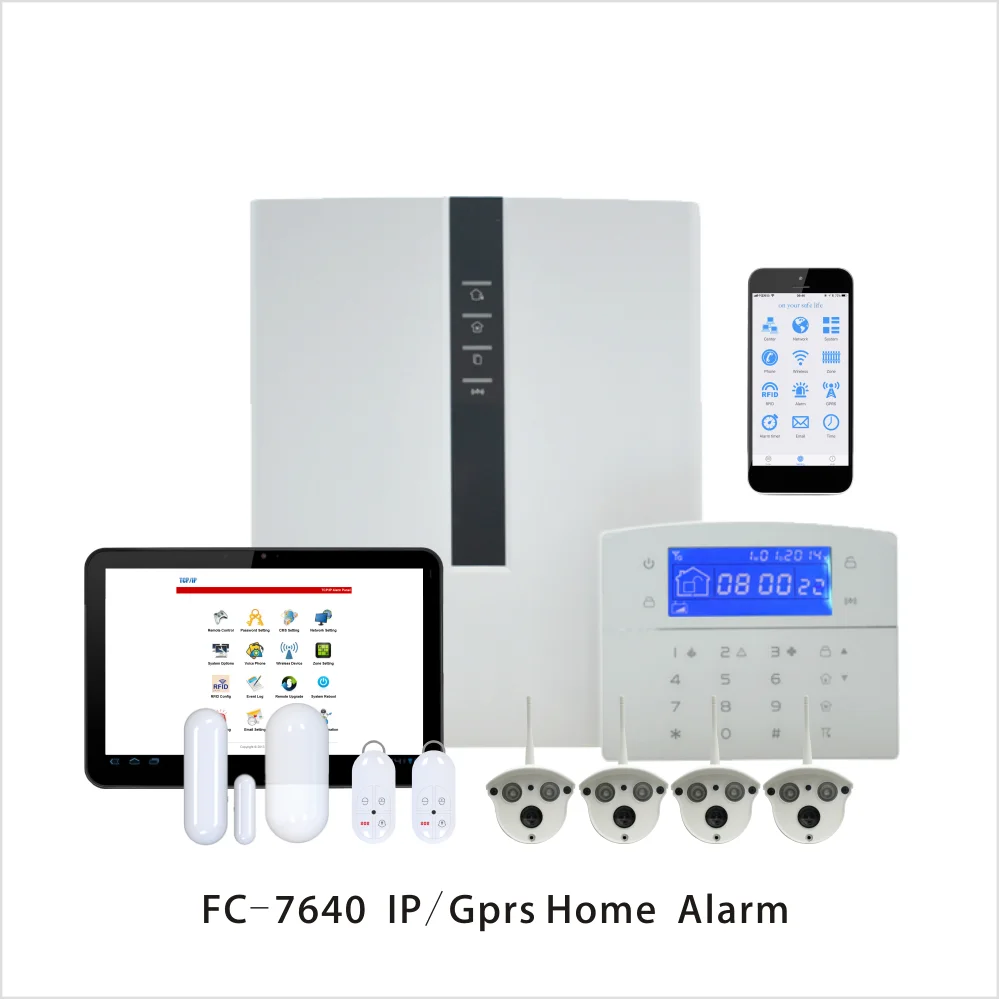 

Focus industrial FC-7640 Wired ABS RJ45 TCP IP Smart Home Alarm TCP IP GSM Security Home Alarm System With Outdoor Bullet Camera
