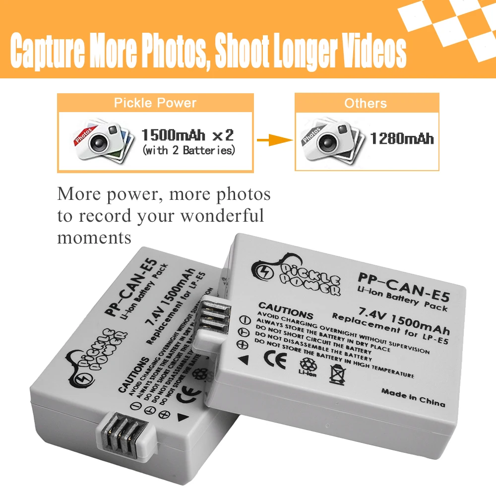 LP-E5 LPE5 LP E5 Аккумулятор для камеры + двойное зарядное устройство USB со светодиодной