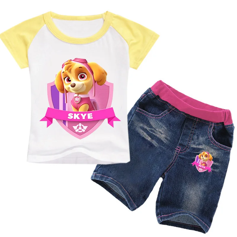 

Paw patrol Girls Clothing summer new children's short-sleeved T-shirt suit cartoon printed rags girls clothes suit