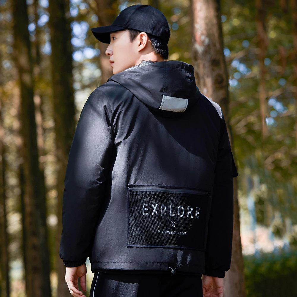 Pioneer Camp 2020 Winter Men's Parkas Outdoor Windproof Warm Casual Fashion Black Zipper Jackets Male XMF023126