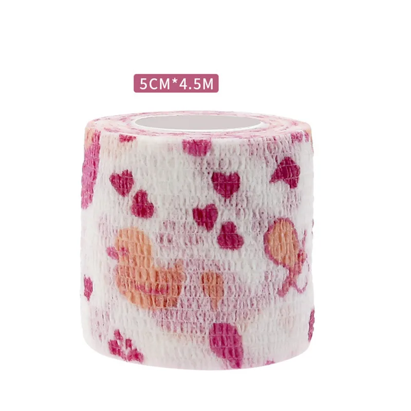 Спортивная самоклеящаяся эластичная повязка с мультяшным принтом рулонная