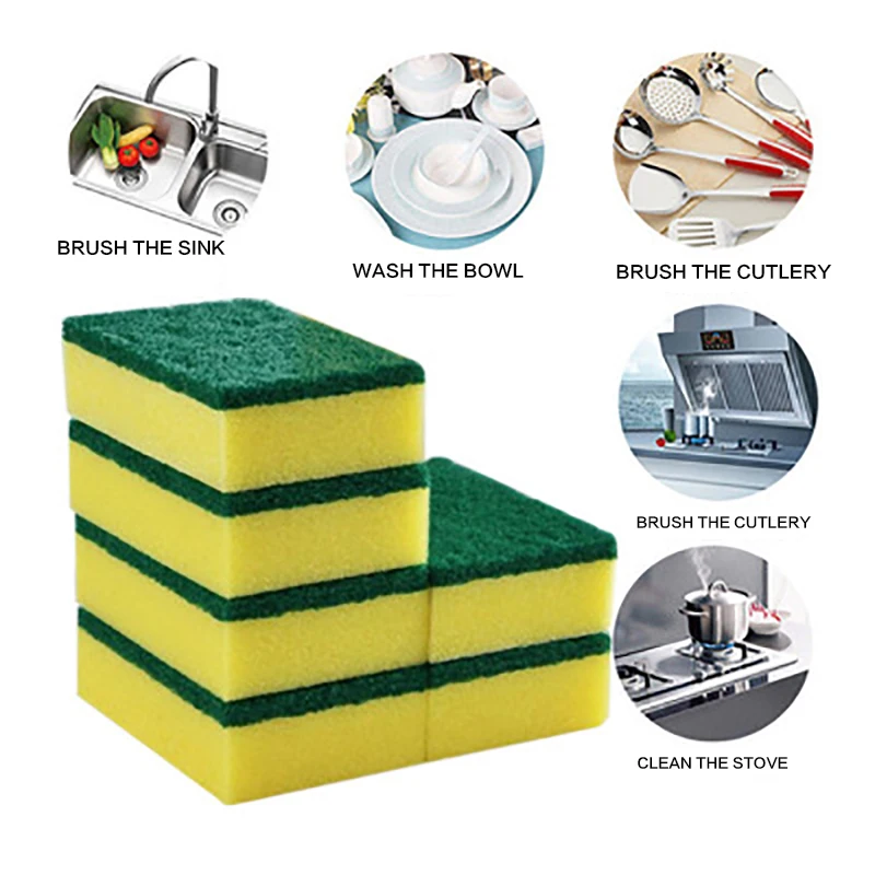 

16/20pcs Dishwashing Sponge Kitchen Nano Emery Magic Clean Rub Pot Rust Focal Stains Sponge Removing Kit Cleaning Brush Sponges