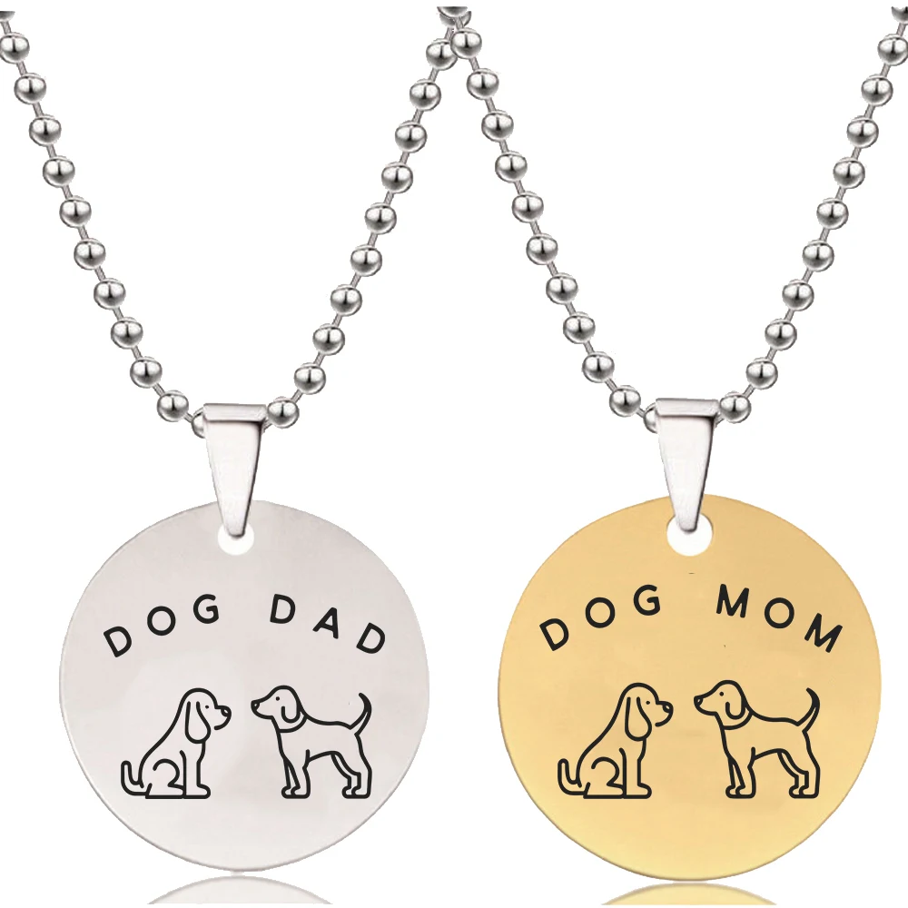

BLINGPAW Stainless Steel Pendant Neckalce Dog Dad Mom Keychain Bag Ornaments Tag Gold Silver Gold Silver Black