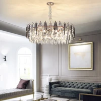 nordic luxury crystal pendant lamp creative smoky gray luster living room dining room hanging light home decor indoor lighting
