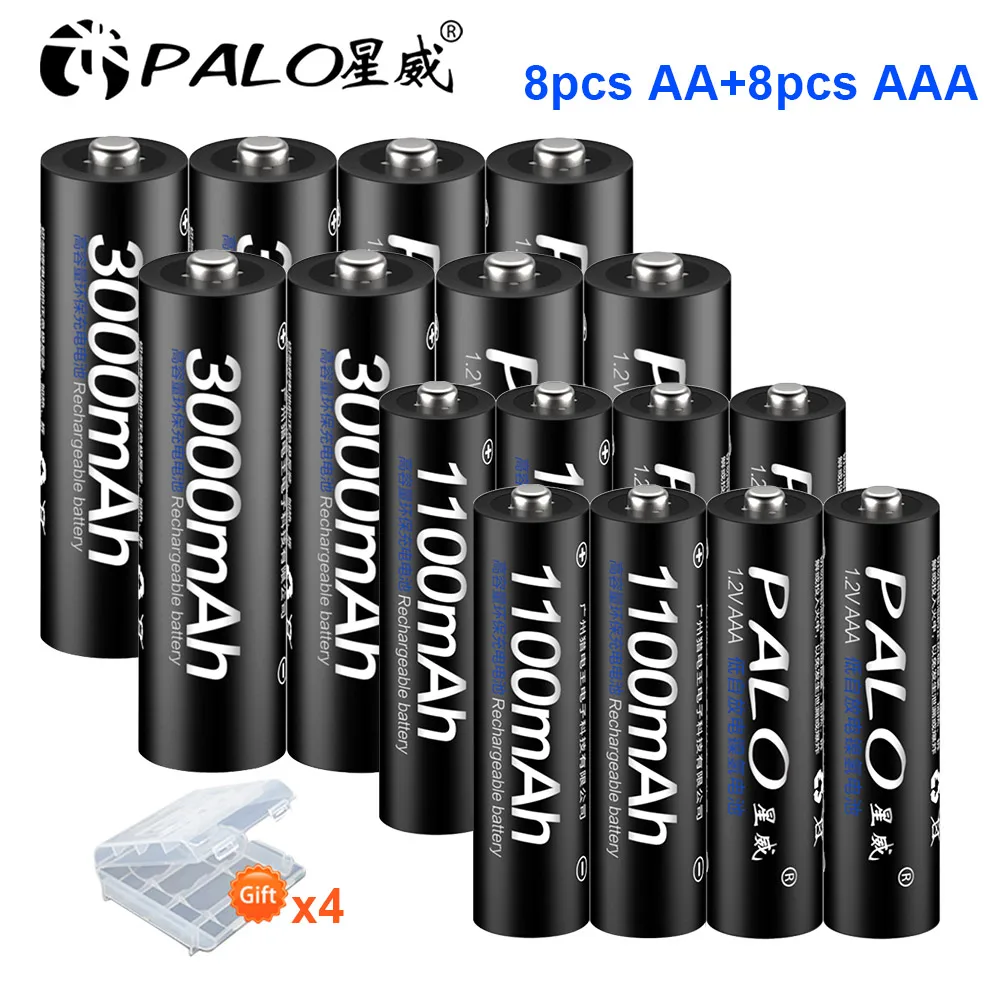 PALO ЖК-дисплей USB умное зарядное устройство для аккумуляторов AA AAA Ni-CD Ni-MH+ 4 батарейки AA+ 4 батарейки AAA - Цвет: 8AA and 8AAA