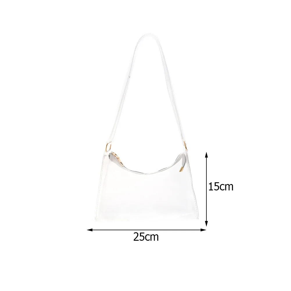 

2021 Fluorescent Transparent Underarm Bag Women Small PVC Shoulder Bags Elegant Female Clear Tote Bags Ladies Summer Jelly Bags