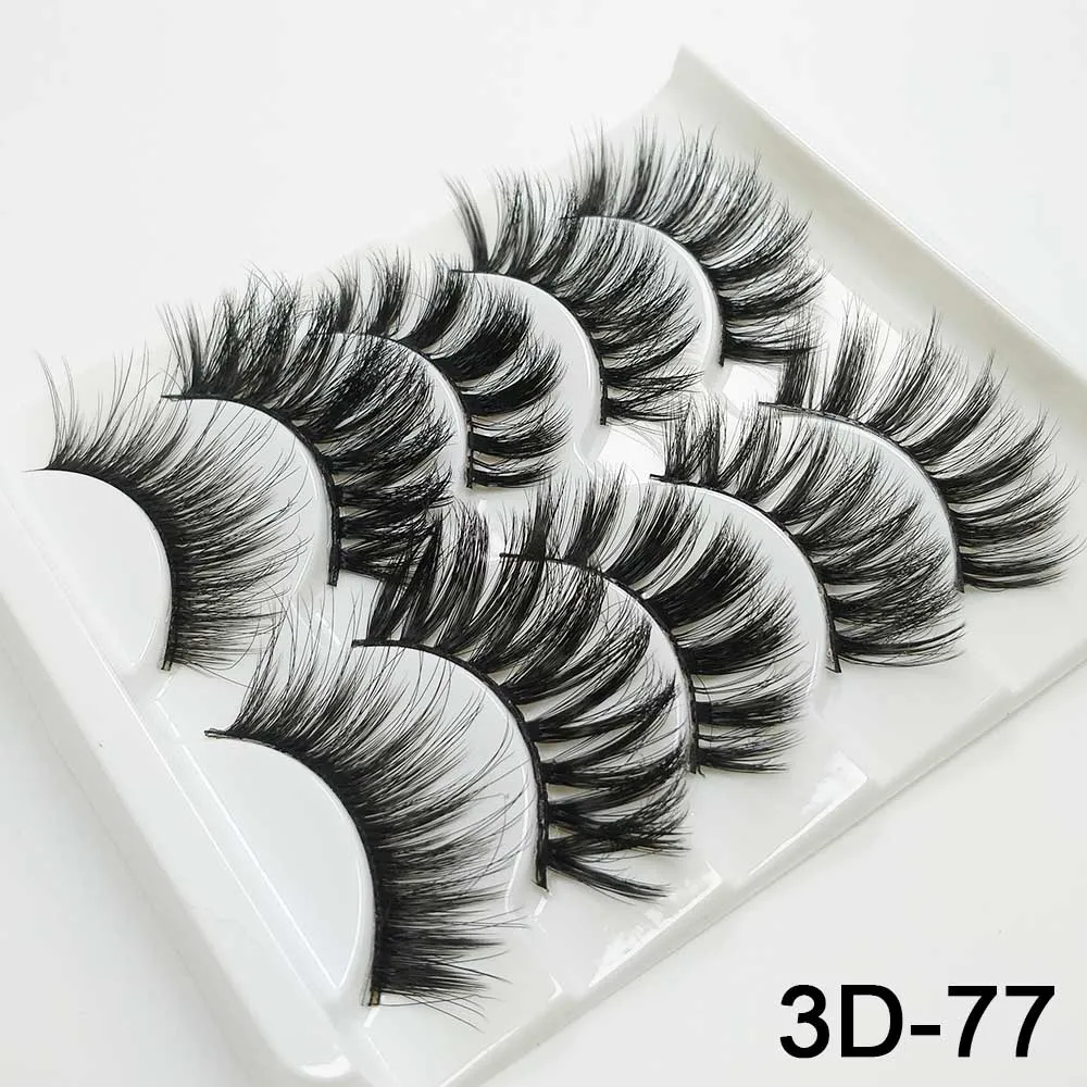 3D-77 5 пар норковых ресниц натуральные/толстые 3D Искусственные ресницы натуральные накладные ресницы ручной работы инструмент для макияжа накладные ресницы - Цвет: 3D-77