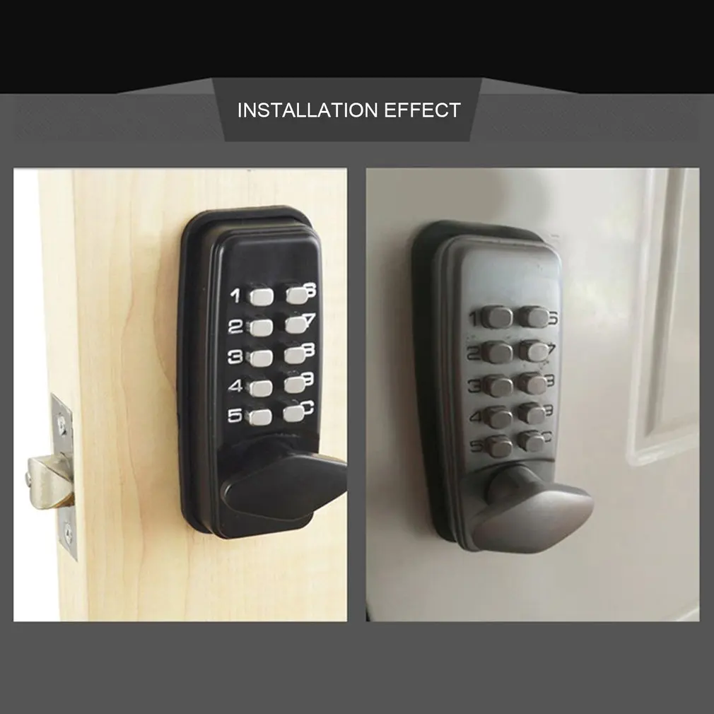380B Digital Password Door Lock Mechanical Code Keyless Entry Waterproof Non-Power Anti-rust for 30-65mm |