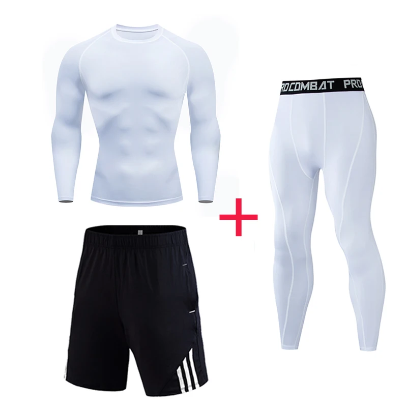 Batman New Three-piece suit Compression Suit Men's T-shirt Sports leggings training Kit Gym suit tracksuit Thermal underwear set
