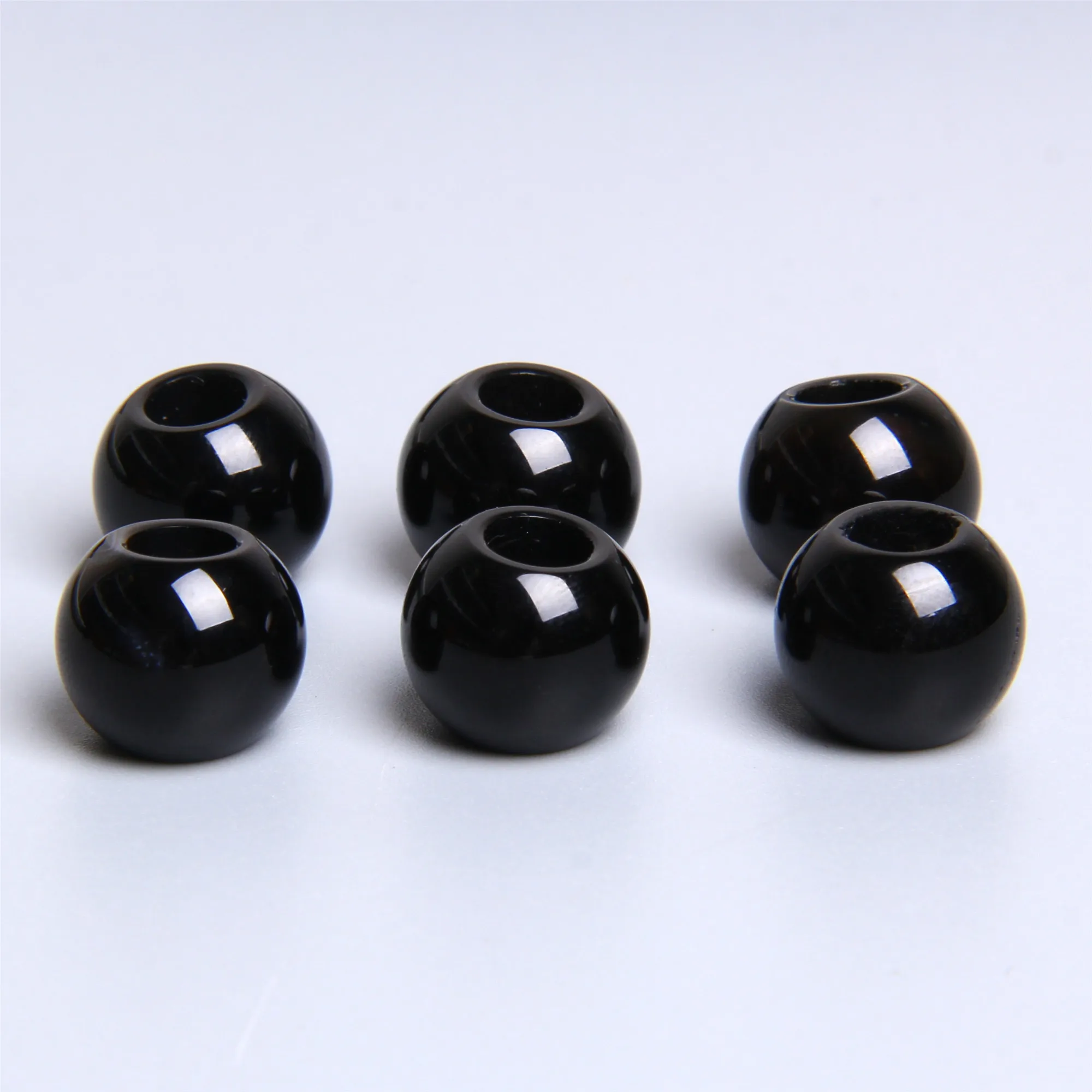 10 шт./лот бусины из натурального черного агата Большие европейские с отверстием 5