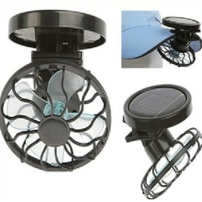 

Portable Summer Cooling Fan Powered By Direct Sun Visor with Mini Clip-on Solar Fan
