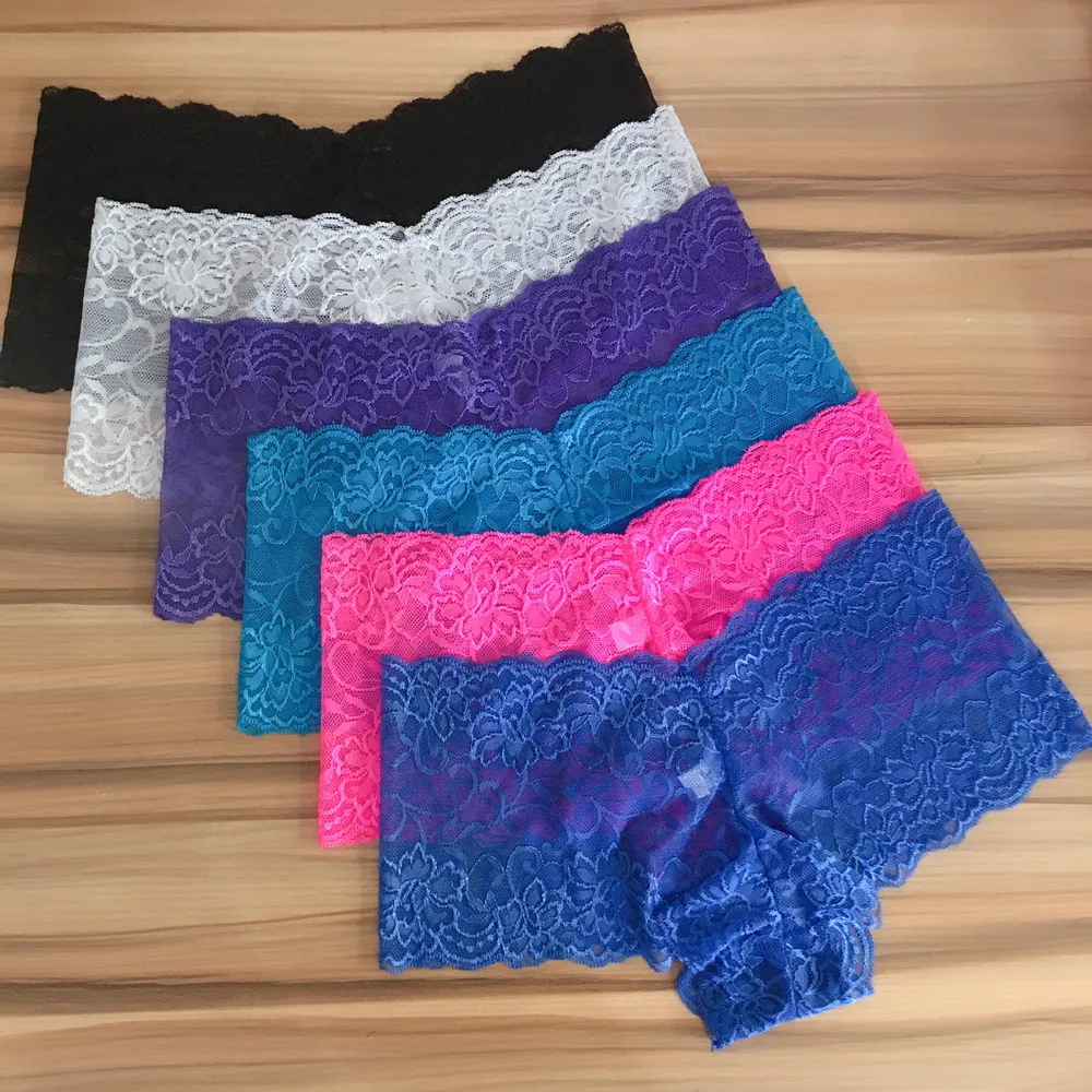 3 Pieces a Pack Ladies Lace Panties Sexy Underwear Women Boyshorts Thin Underpants Lingerie See Through Culottes Femme Briefs