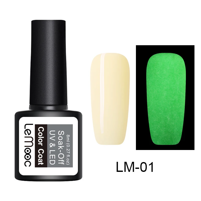 LM-01 LEMOOC, 8 мл, светящийся гель, телесный, розовый цвет, Гель-лак, Полупостоянный, замачиваемый, Гель-лак для ногтей, УФ-гель для ногтей, лак для летнего маникюра - Цвет: LM-01