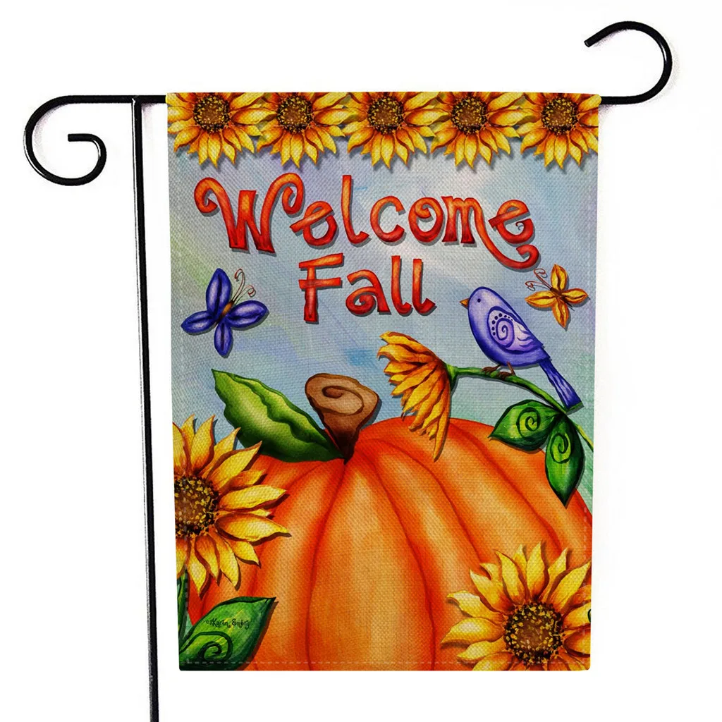 Хэллоуин сад флаг Тыква двусторонний Мешковина баннер открытый газон Декор