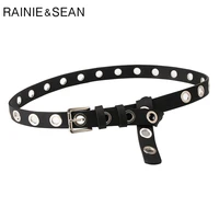 rainie sean black women belt punk hole ladies waist belts women pin buckle leather belt for trousers ladies pant accessories