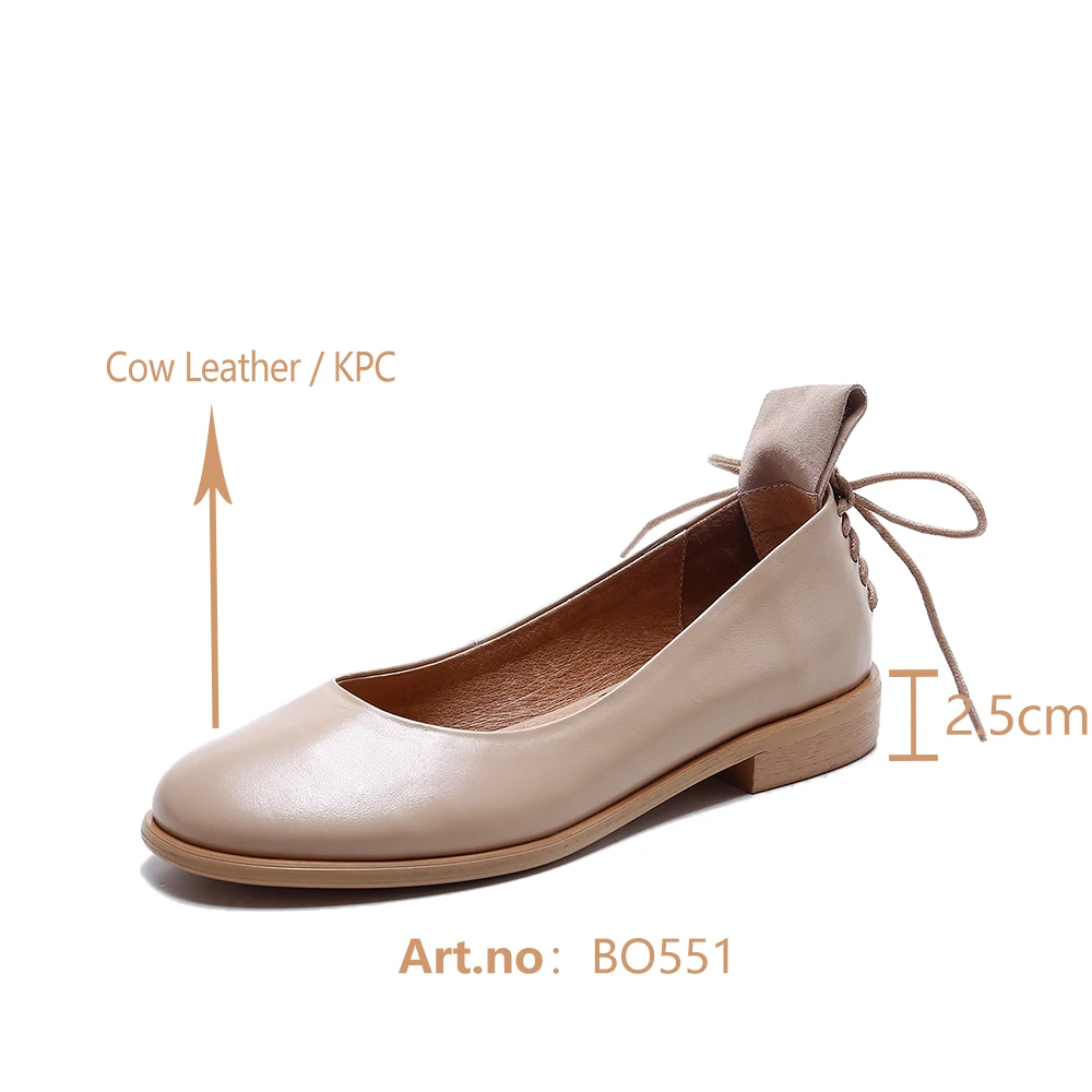 

BESCONE New Fashion Women Flats Concise Round Toe Cross-Tied Decoration High Quality Cow Leather Shoes Western Style Flats BO551