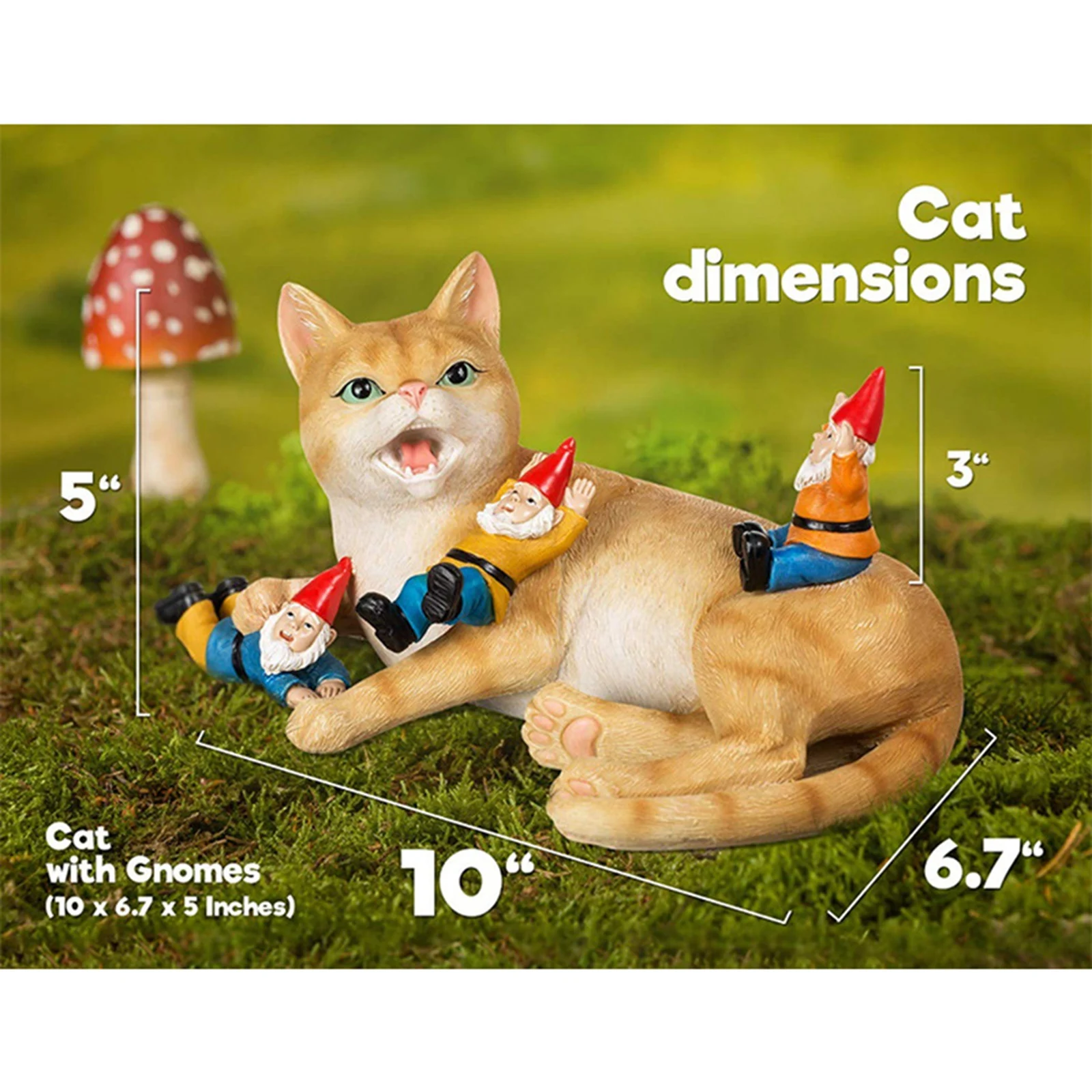 

Garden Statue, Cartoon Dwarf Cat Resin Sculpture Decorative Artware Home Decor for Backyard Park