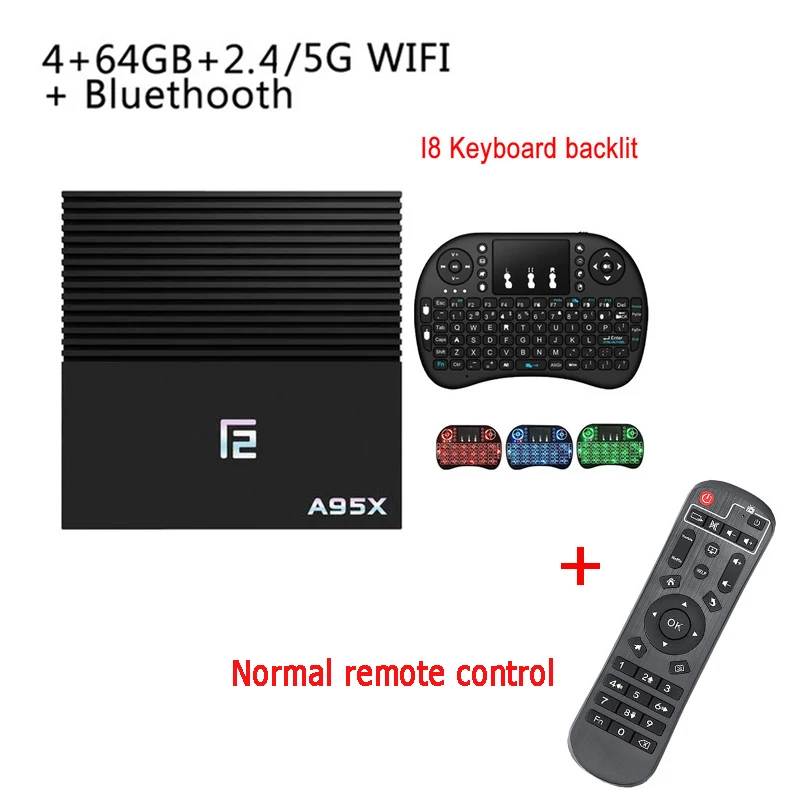 4 64GB I8 Backlit ТВ-бокс Android 9,0 Amlogic S905x2 A95XF2 Smart tv box 4 GB/2 GB 64GB 4K HD H.265 BT4.2 wifi 2,4/5G Google Play Netflix телеприставка - Цвет: 4 64GB I8 Backlit