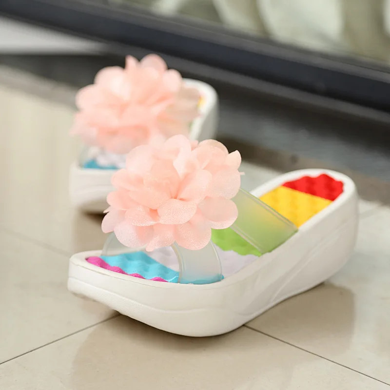 

2021Women's Fashionable Flower Decorative Slippers Summer Non-slip Sandals Women's Home Outdoor Breathable Slippers