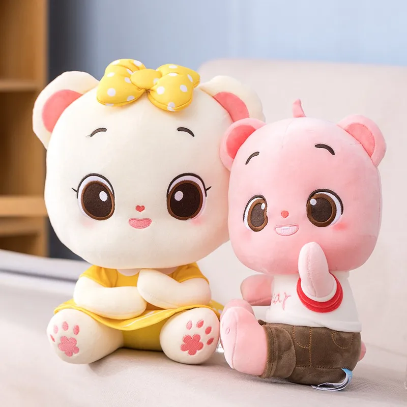 

Kawaii High Quality Couple Bear Plush Toy Soft Stuffed Cartoon Animal Teddy Bear Doll Valentine's Gift for Lovers Kids Toys