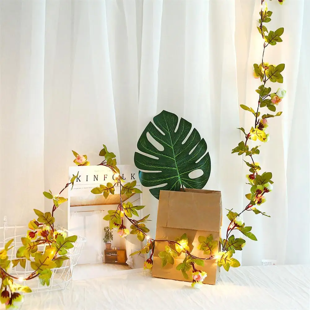 2 м 20 светодиодный гирлянда с цветами и листьями на батарейках медный для