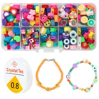 200pcs mixed fruit spacer beads evil eye beads stars beads flower beads colored polymer clay beads for diy jewelry supplies