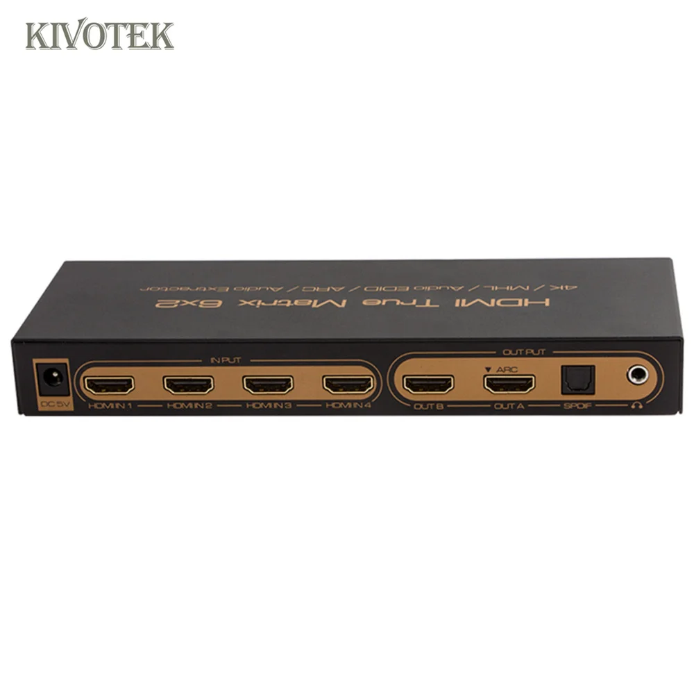 6x2 HDMI матричный коммутатор 4K Hdmi 6 в 2 переключатель адаптер аудио EDID/ARC/аудио