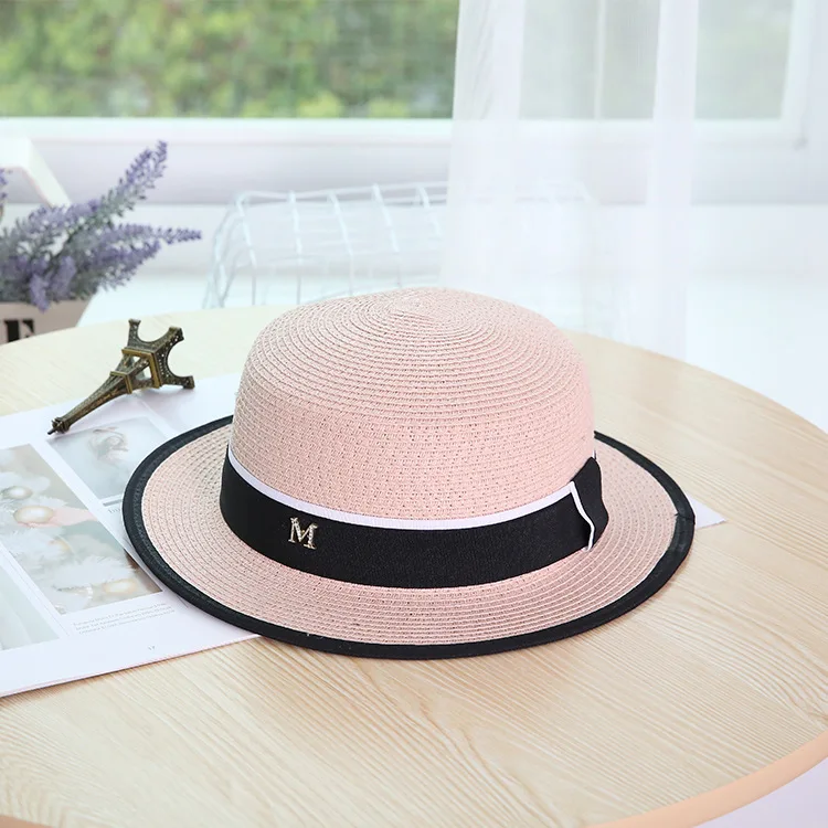 

Women Summer Beach Sun Cap 2021 New Brand Flat Top Straw Hat Men Boater Hats Bone Feminino