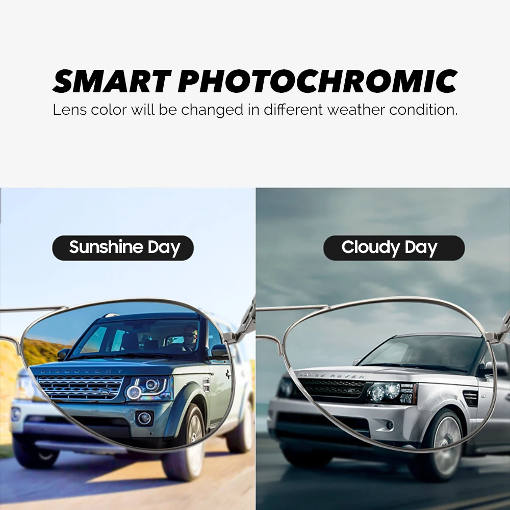 Мужские фотохромные солнцезащитные очки металлические поляризационные