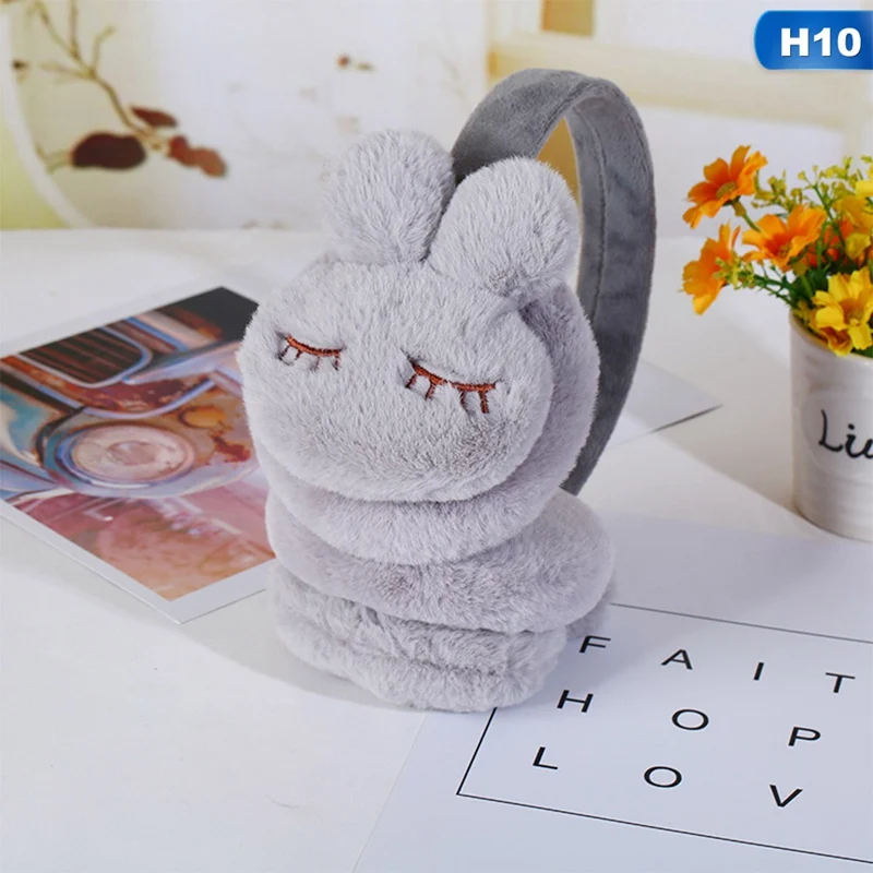 H10 Новые теплые наушники со звездами, плюшевые меховые наушники, зимняя муфта для женщин, Детские однотонные теплые мягкие наушники - Цвет: H10