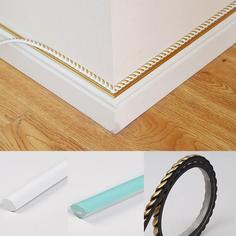 

3D PVC Foam Decor Corner Line Self Adhesive Waterproof Wall Edge Strip Stickers Home Door Frame TV Background Trim Line Skirting