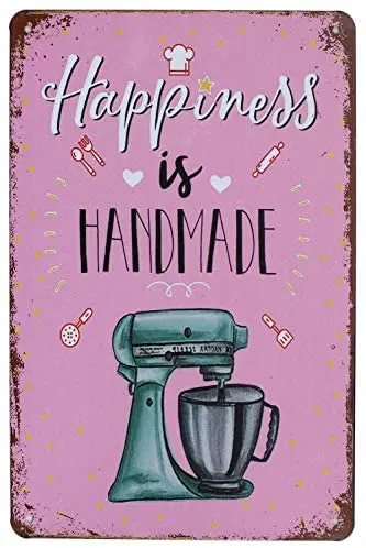 

Metal Tin Sign Happiness is Handmade Vintage Art Poster Plaque Sign Kitchen Restaurant Home Wall Decor Gifts - Best Farmhouse
