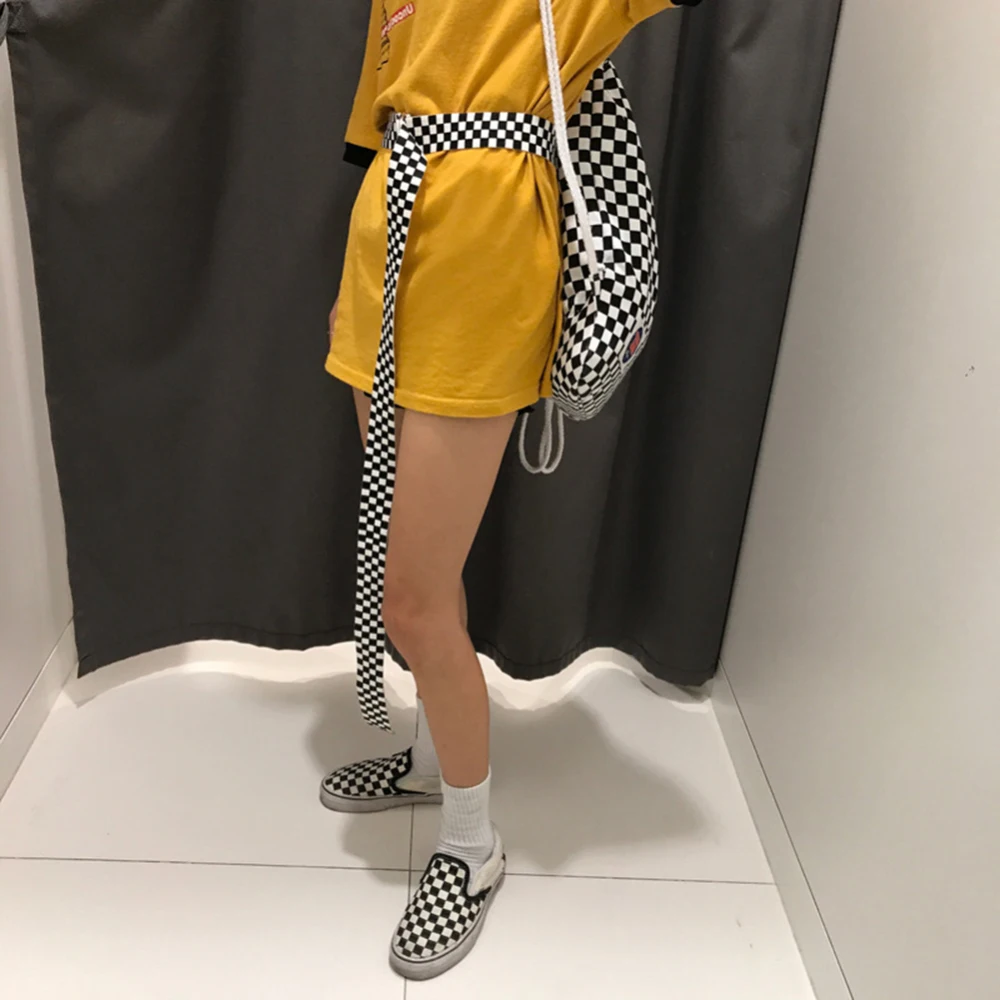 Клетчатый пояс в стиле панк черно-белый клетчатый новый для женщин 2020 |